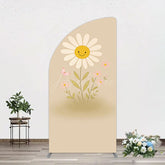 Aperturee - Aperturee Sweet Flower Butterfly Happy Birthday Half Moon Arch Backdrop